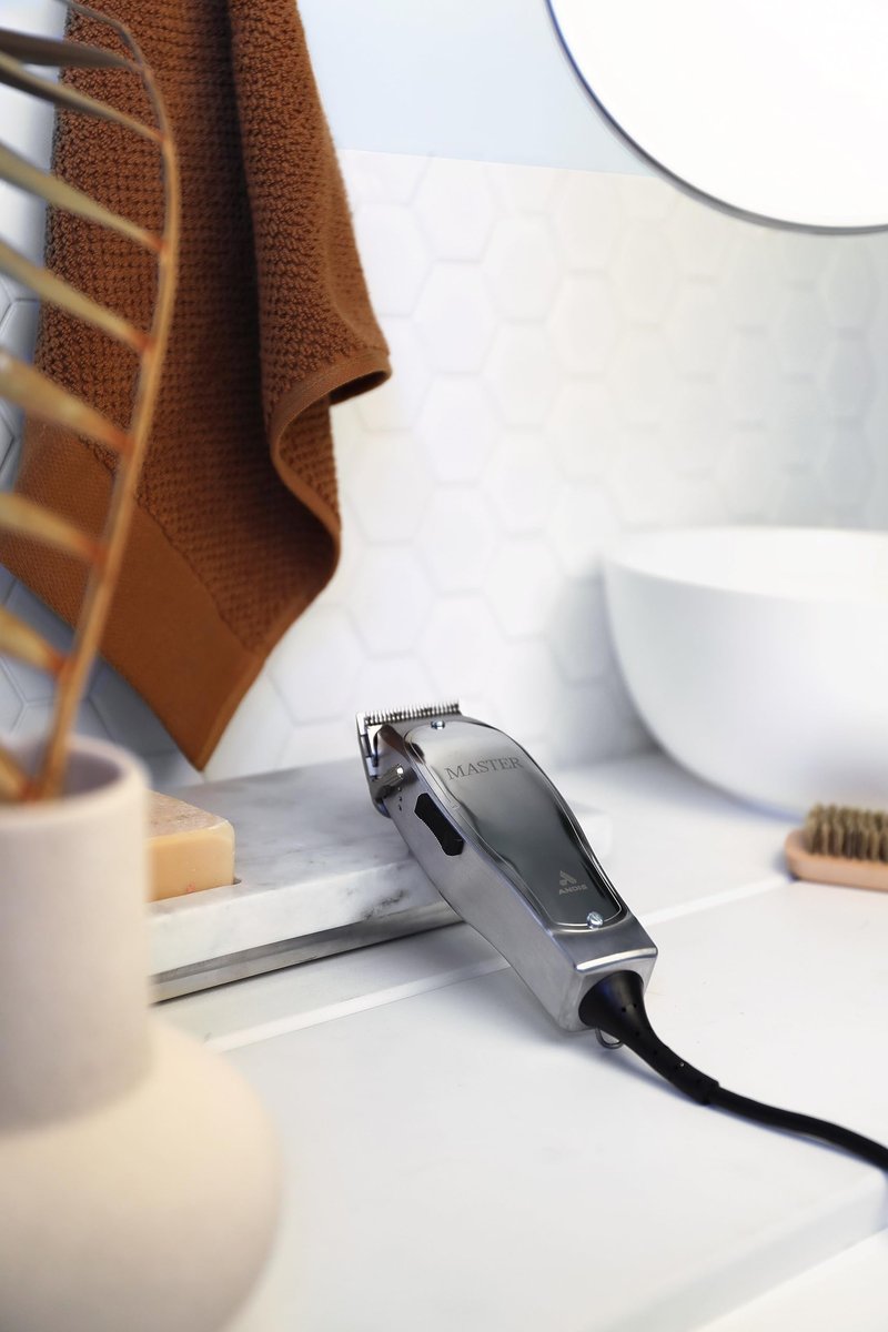 Andis 01815 Professional Master Adjustable Blade Hair Clipper, Carbon Steel T-Blade - Silver
