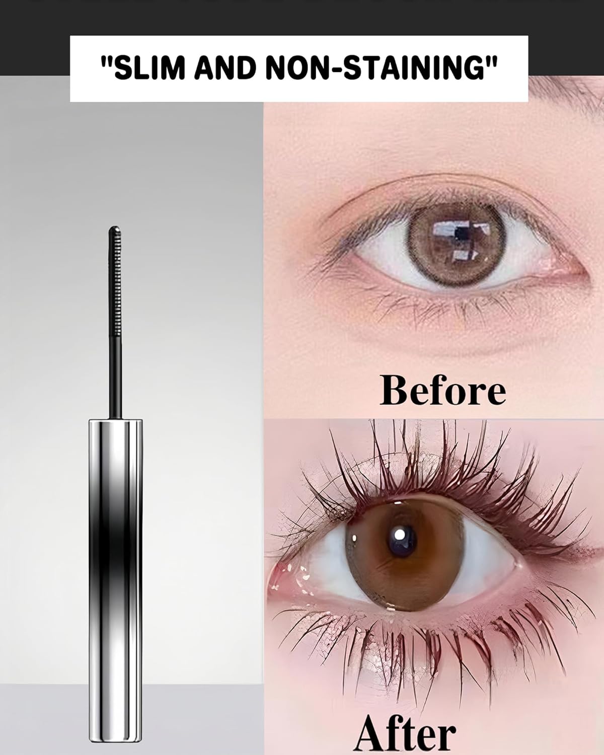Waterproof Black Mascara - Lengthening Tubing Formula for Quick Drying & Curling | 3D Curling Effect