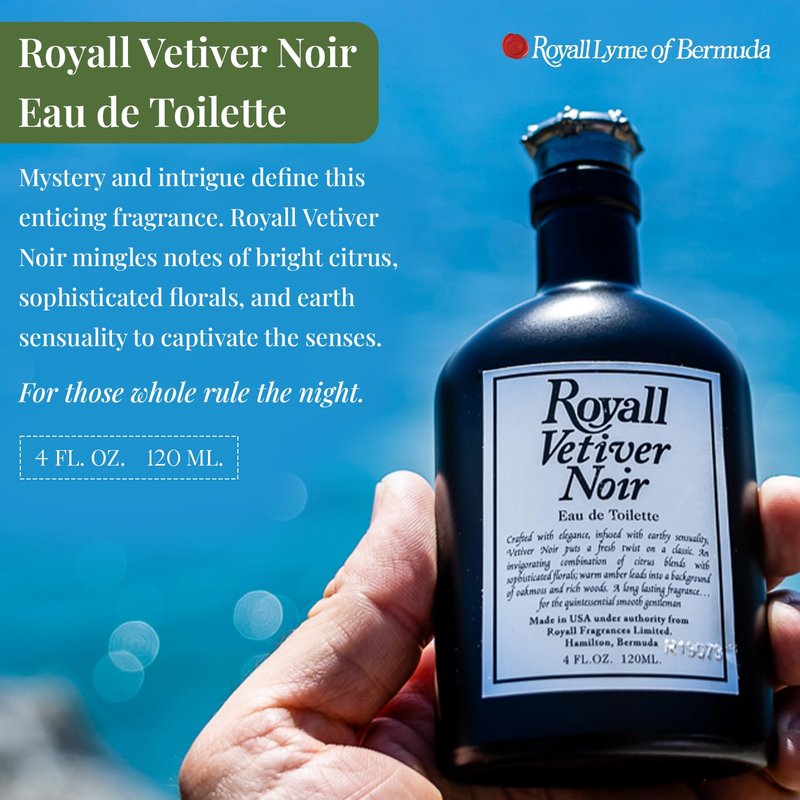 ROYALL VETIVER NOIR, Men's Eau de Toilette, Vetiver & Amber Fragrance – 2 Fl oz Splash