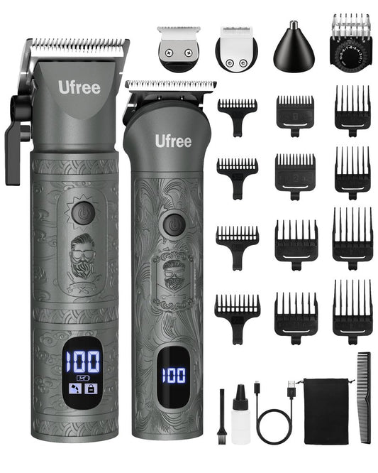 Ufree Beard Trimmer for Men with Hair Clipper, Professional Hair Clippers for Men and Hair Trimmers, Cordless Electric Razor Mens Grooming Kit for Nose, Face, Ear, Body, Gifts for Men Husband Father