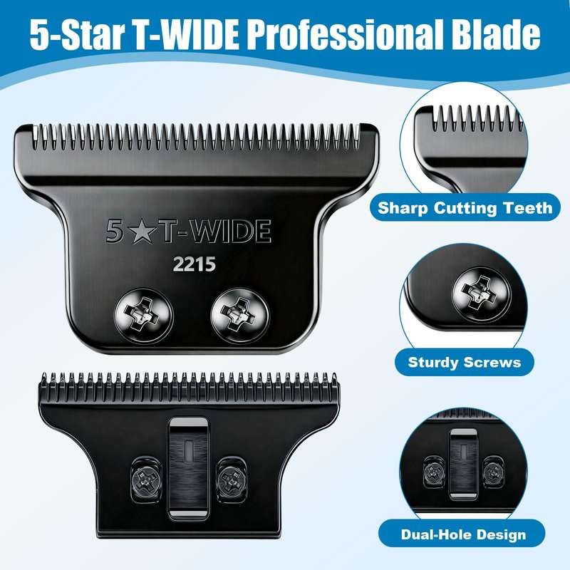 2215 Adjustable Zero-Gap T Blade Replacement for Wahl 5 Star Detailer Li Trimmer Models 8081/8171 (Black-3)