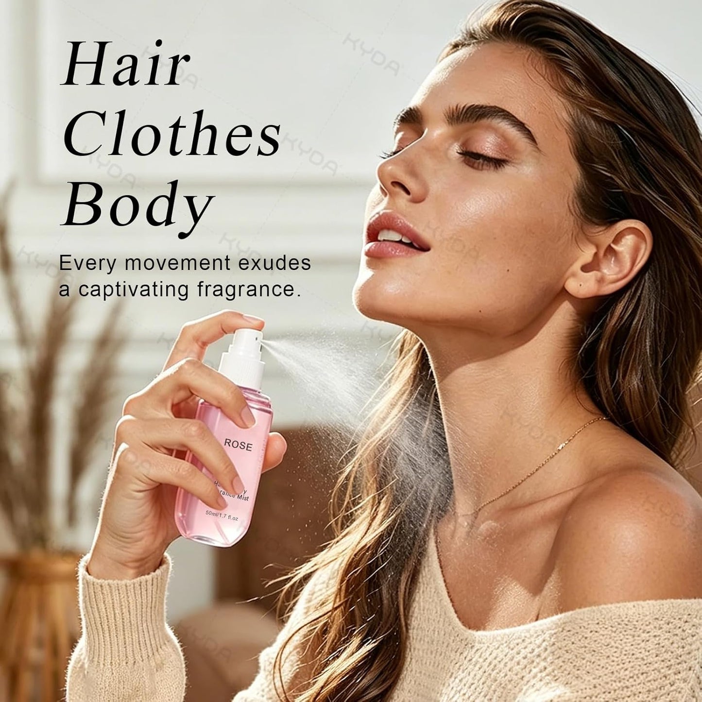 KYDA Rose Hair Perfume Mist - Nourishing Hair & Body Fragrance | Long-Lasting Natural Floral Scent