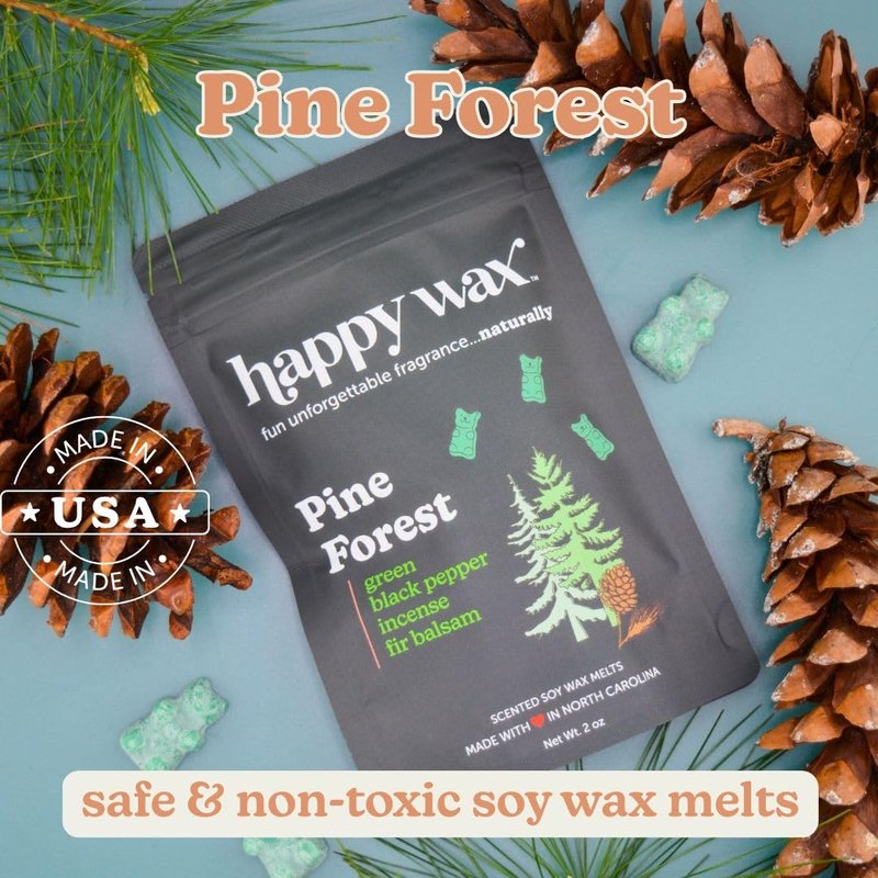 Happy Wax Winter Woods Mix Scented Soy Wax Melts- Includes: Pine Forest, Evergreen Trees and White Birch - 6 oz Mix