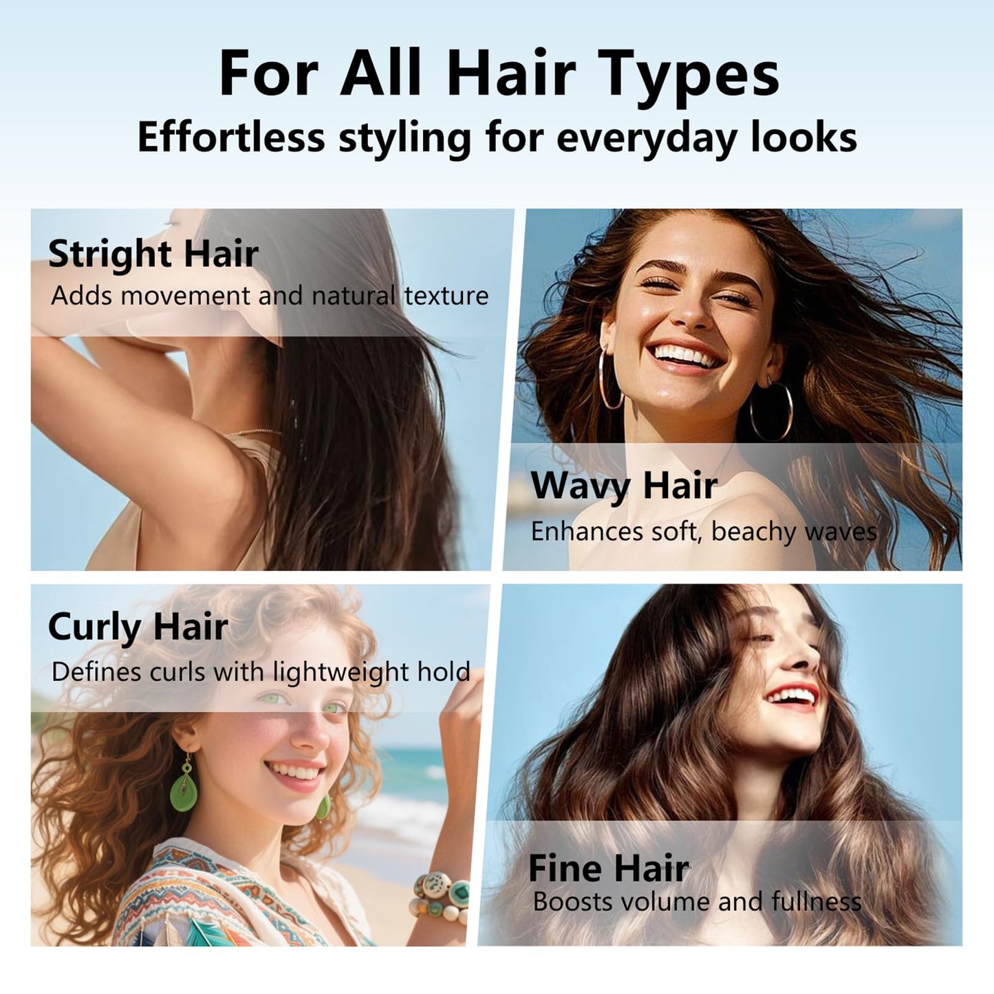 presmarity Sea Salt Spray for Hair – Texture, Volume & Natural Hold, for Fine, Flat & Straight Hair, Lightweight Formula, Creates Natural Beach Waves, 4.05 fl oz