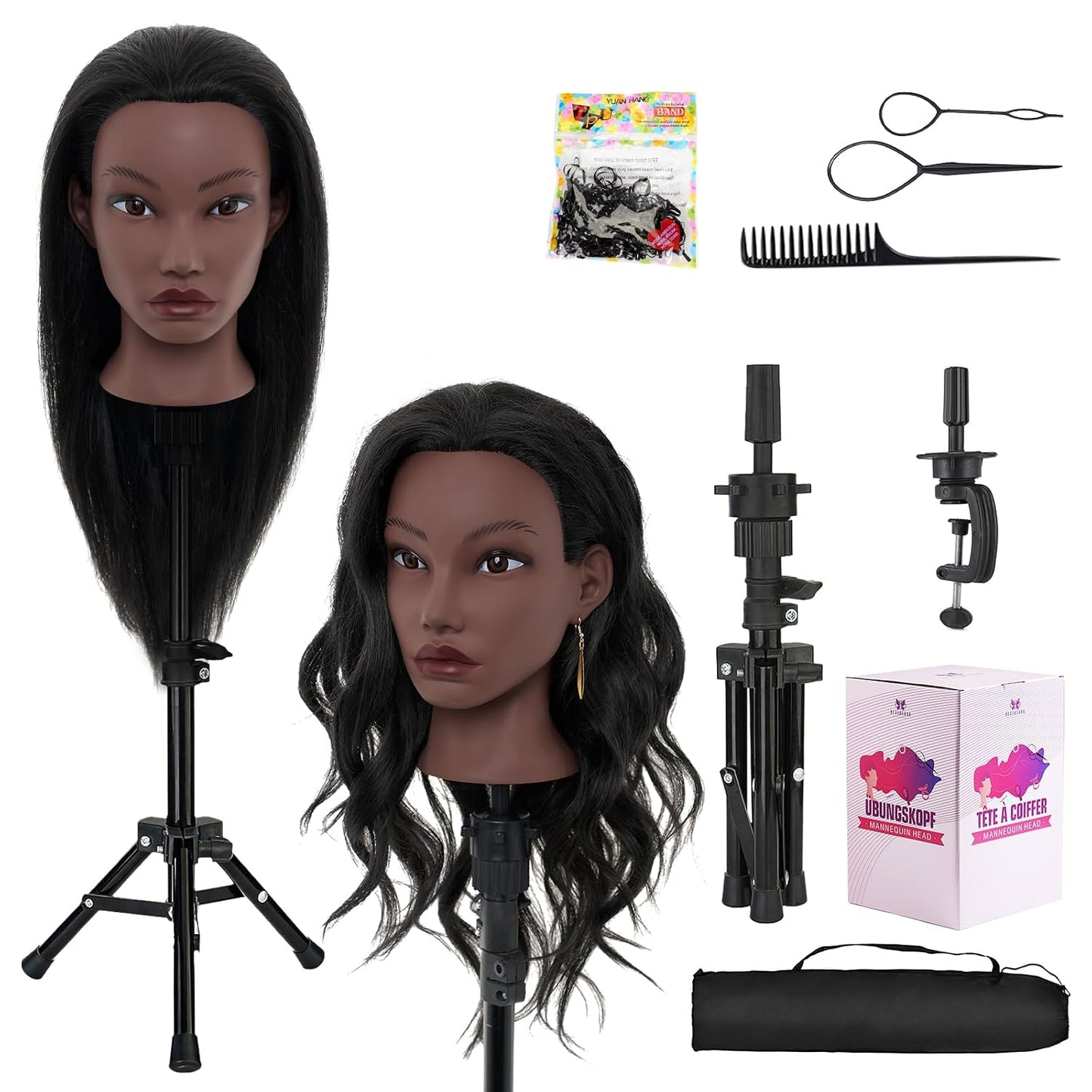 Mannequin Head - 28-Inch with 80% Real Human Hair for Hair Styling, Braiding & Curling | Blonde