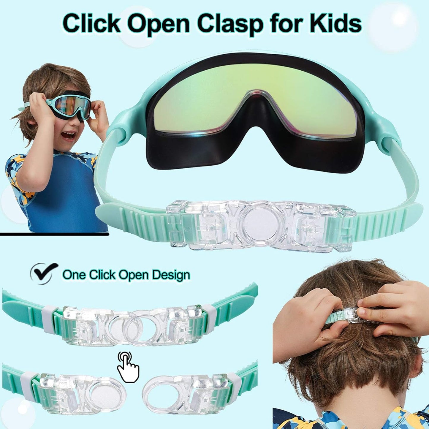 Seago Swim Goggles - Anti-Fog, Anti-UV Wide View for Kids 3-14 | 2 Pack