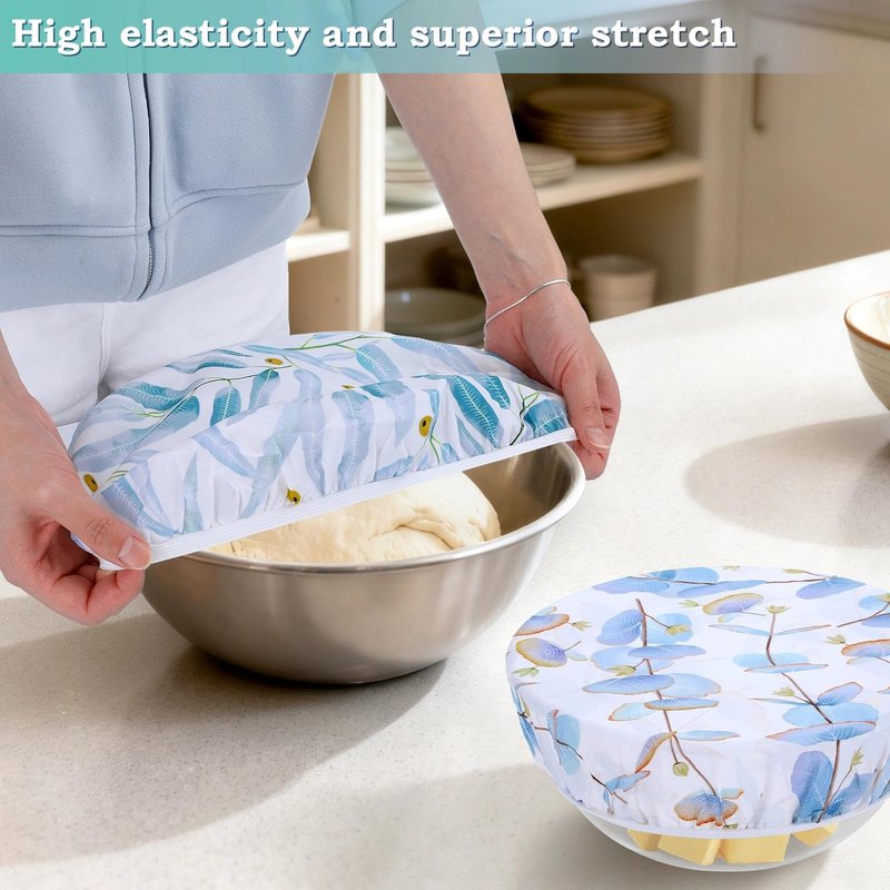 Revahope 2 Large Reusable Beeswax Bowl Covers for Bread Proofing, 10/12 Inch Elastic Beeswax Wraps Cotton Cloth Sourdough Bowl Covers for Proofing Baskets, Mixer Bowls, Food Storage Containers