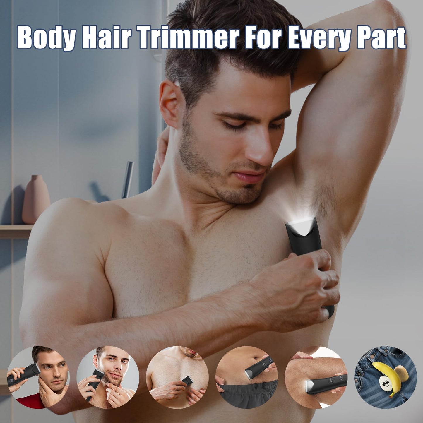 SUNNOW Body Hair Trimmer & Head Shavers for Bald Men, Ball Pubic Hair Trimmer, Head Electric Shavers Razor Kit, Ball Body Groomer for Bikini/Groin/Grooming
