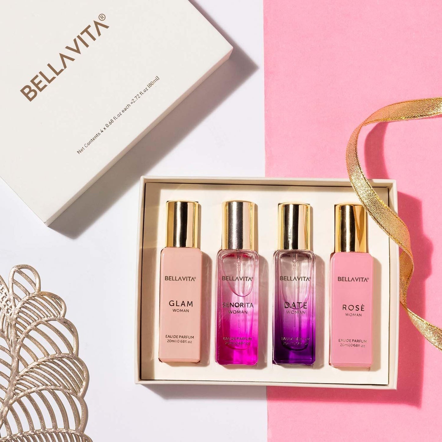 Luxury Women's Perfume Gift Set - Bellavita Rose, Senorita & Date | 80ml | Long-Lasting Floral Fragrance