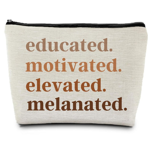 ignytiger Girl Magic Makeup Bag, Educated Motivated Gift for Women, Black Women Gifts Cosmetic Makeup Bag Pouch Purse