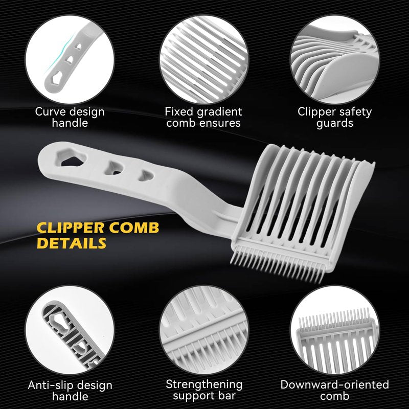 Fade Comb Professional Voluminous Wide-Tooth Texture Hair Styling Comb Set, Perfect Blending Comb Haircut Hair Tools for Home, Salon or Professional Use (2 Pack - Grey)