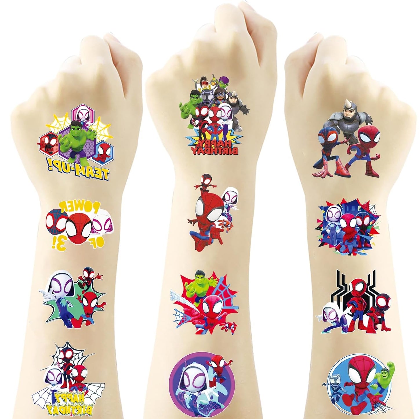 Cartoon Spider Temporary Tattoos - 60 Pcs Birthday Party Favors | Fun Stickers for Kids Activities & Rewards
