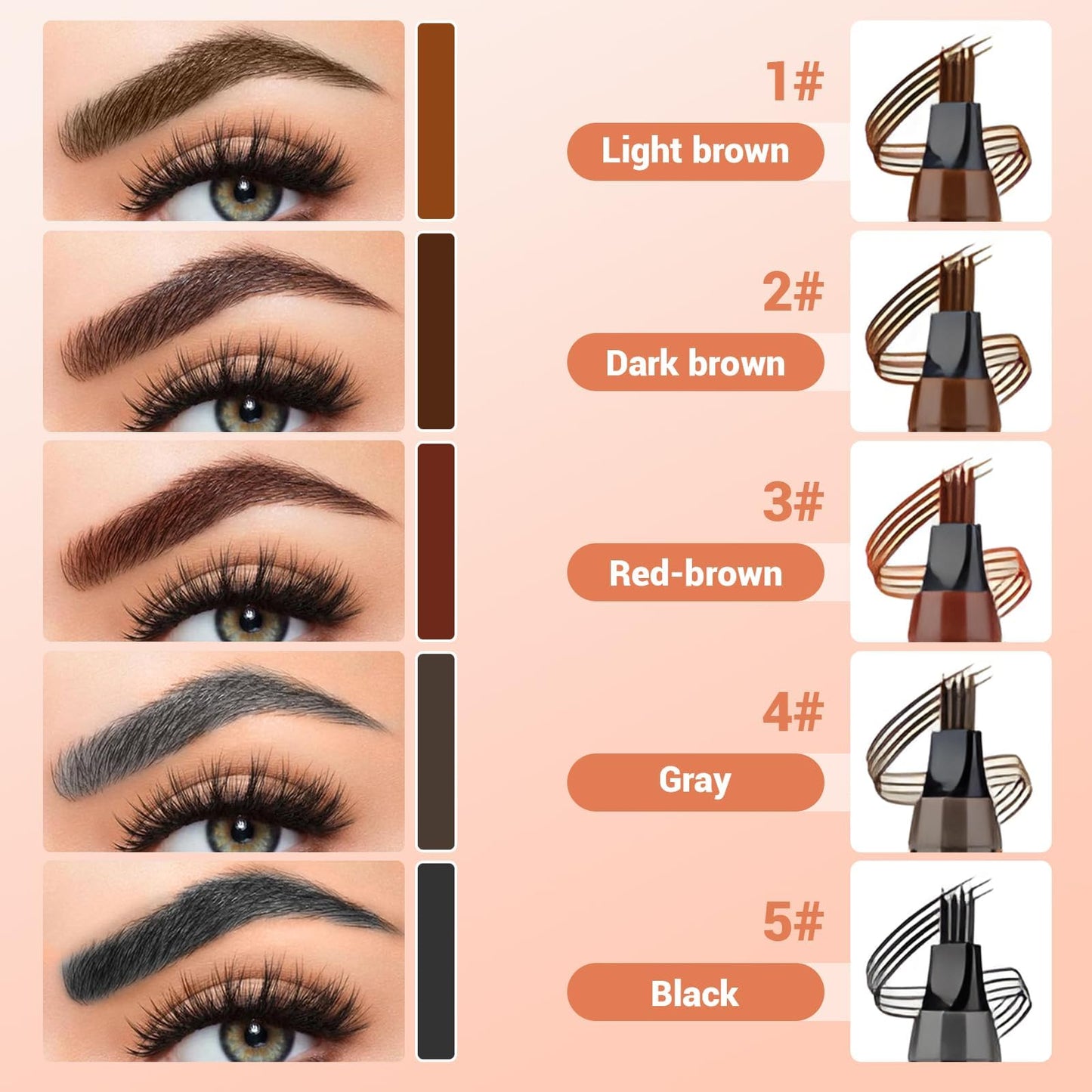 Microblading Eyebrow Pencils for Women,2025 Upgraded 3D Waterproof Eyebrow Pen,Long Lasting 4-Tip Microblading Brow Pencil, Eye Brow Pen for Natural Brows (Dark Brown)