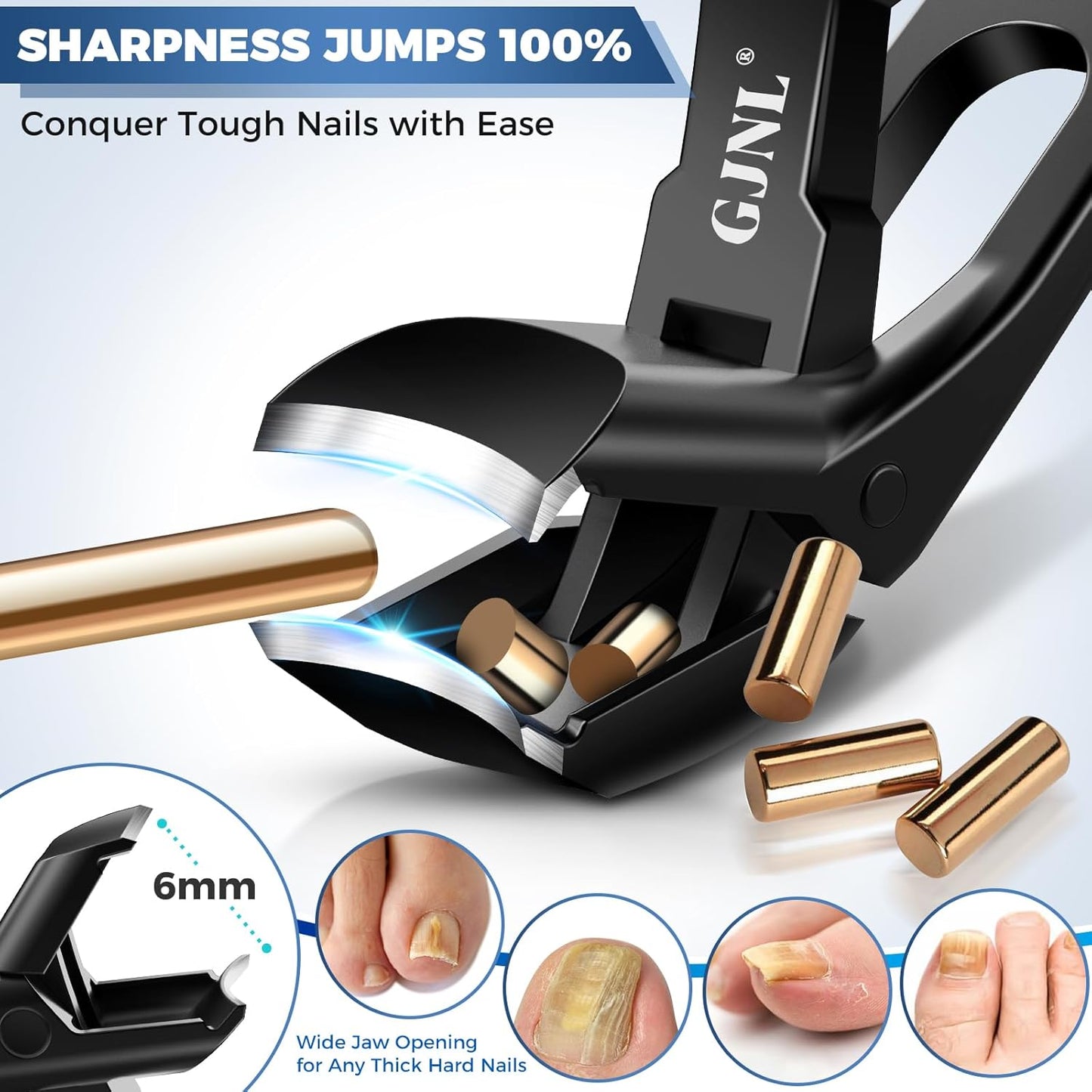 Toenail Clippers for Seniors - Angled Heavy Duty Nail Clipper for Thick Toenails | Wide Jaw Opening Design