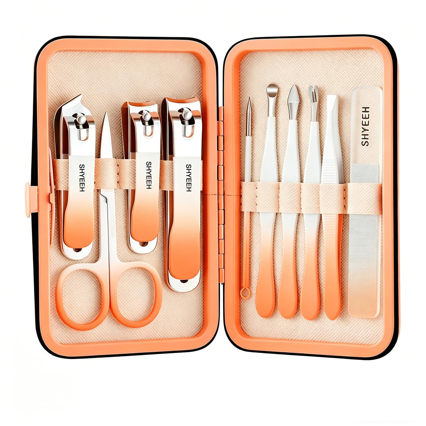 Manicure Set, 10 pcs High-Carbon Steel Nail Clippers Set, Portable Mini Manicure and Pedicure Kit, Travel Grooming Nail Kit with Leather Bag for Men and Women