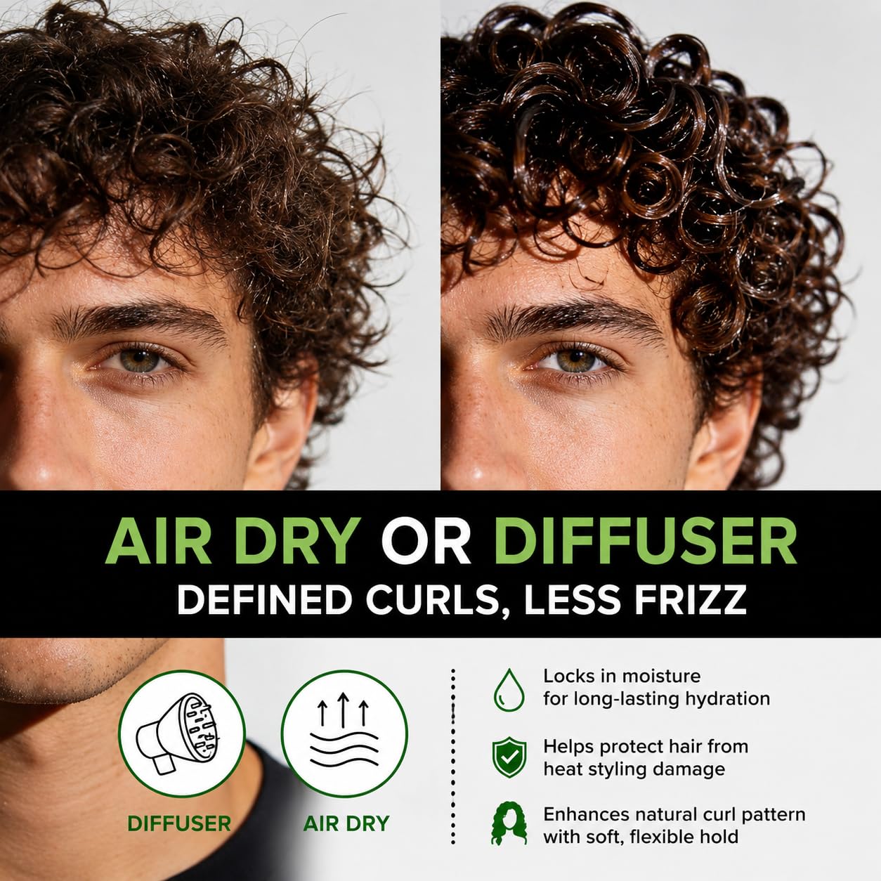 Curl Defining Cream for Men - Lightweight Shea Butter & Argan Oil Formula for Curly & Wavy Hair | 250ml
