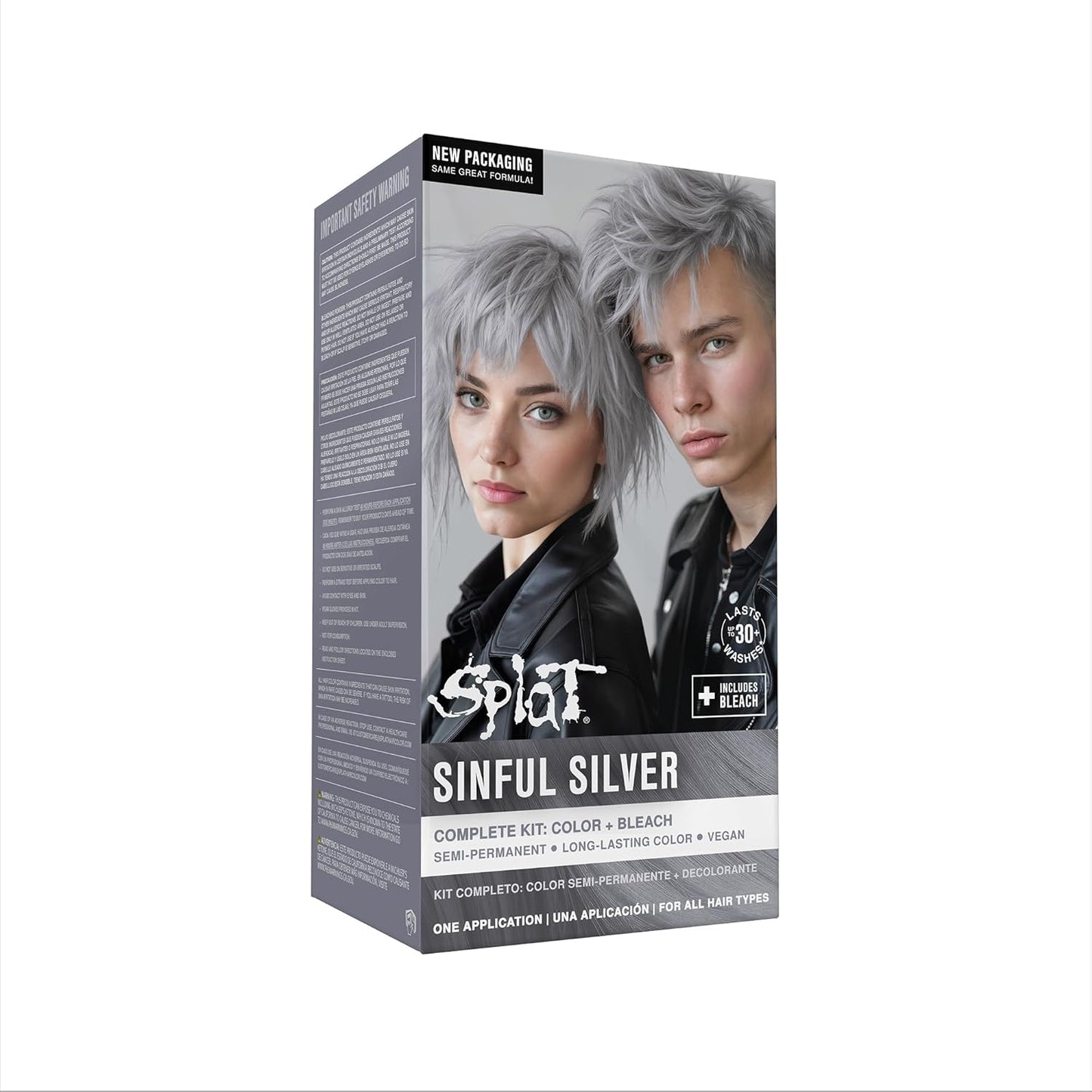 Splat Hair Dye Kit - Semi-Permanent Vegan Color | Long-Lasting Sinful Silver