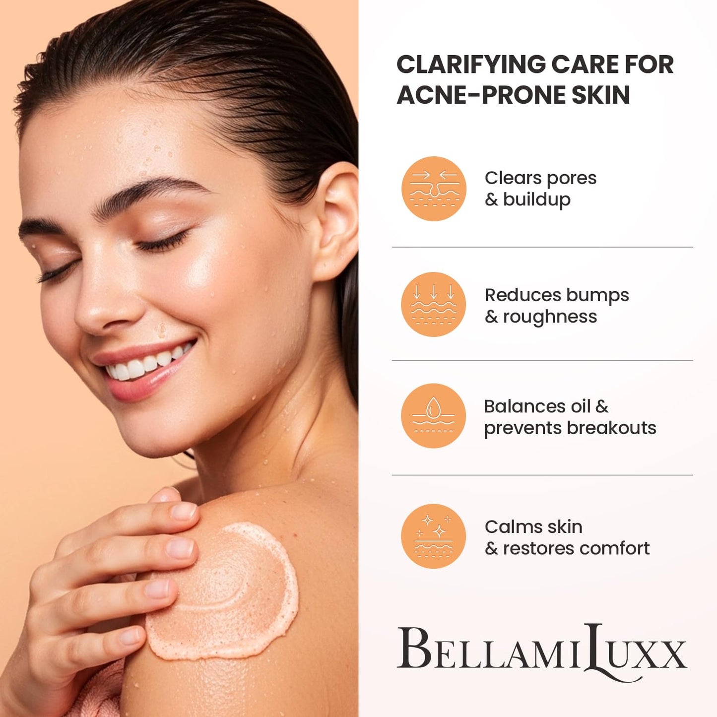 Body Acne Treatment Scrub - Reduce Breakouts on Back, Chest, & Thighs | Natural Actives for Smooth Skin