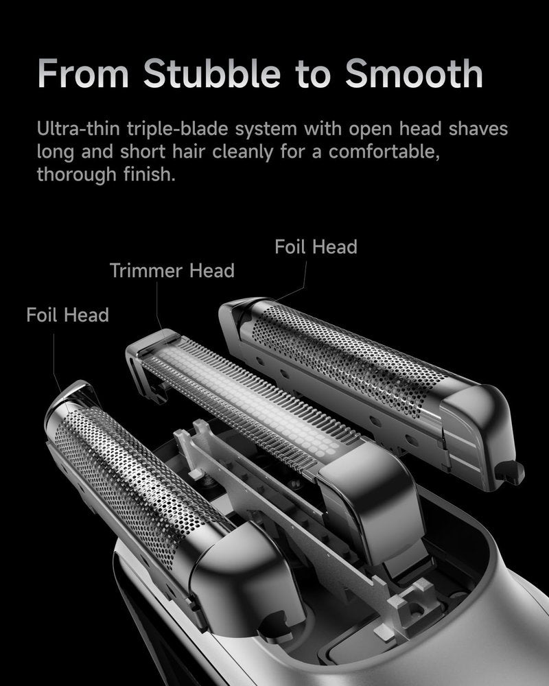 Laifen P3 Pro 3-Blade Electric Shaver, Dual Linear High-Speed Motors 12,000 Cuts/Min, 100-Min Runtime, IPX7 Waterproof, Rechargeable Electric Razor for Men, Travel-Friendly (Aluminum Alloy)