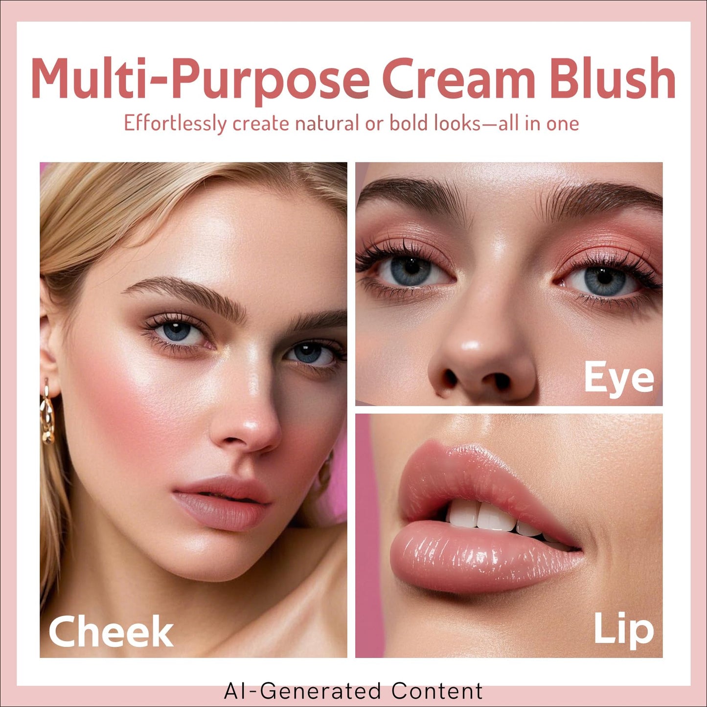 bayfree Multi Cream Blush & Blush Brush Set, Korean Makeup Blush for Cheeks, Multi-Use Face Balm, Lightweight & Hydrating, Blendable Color, Non-Greasy, Soft Bristles for Radiant Finish (Nude Gardenia)