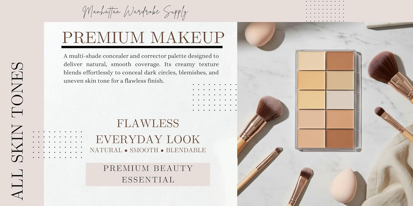 10 Color Cream Makeup Palette - Blendable Formula | Mini Credit Card Size (3.25 x 2.25 in) | Travel-Friendly & Compact