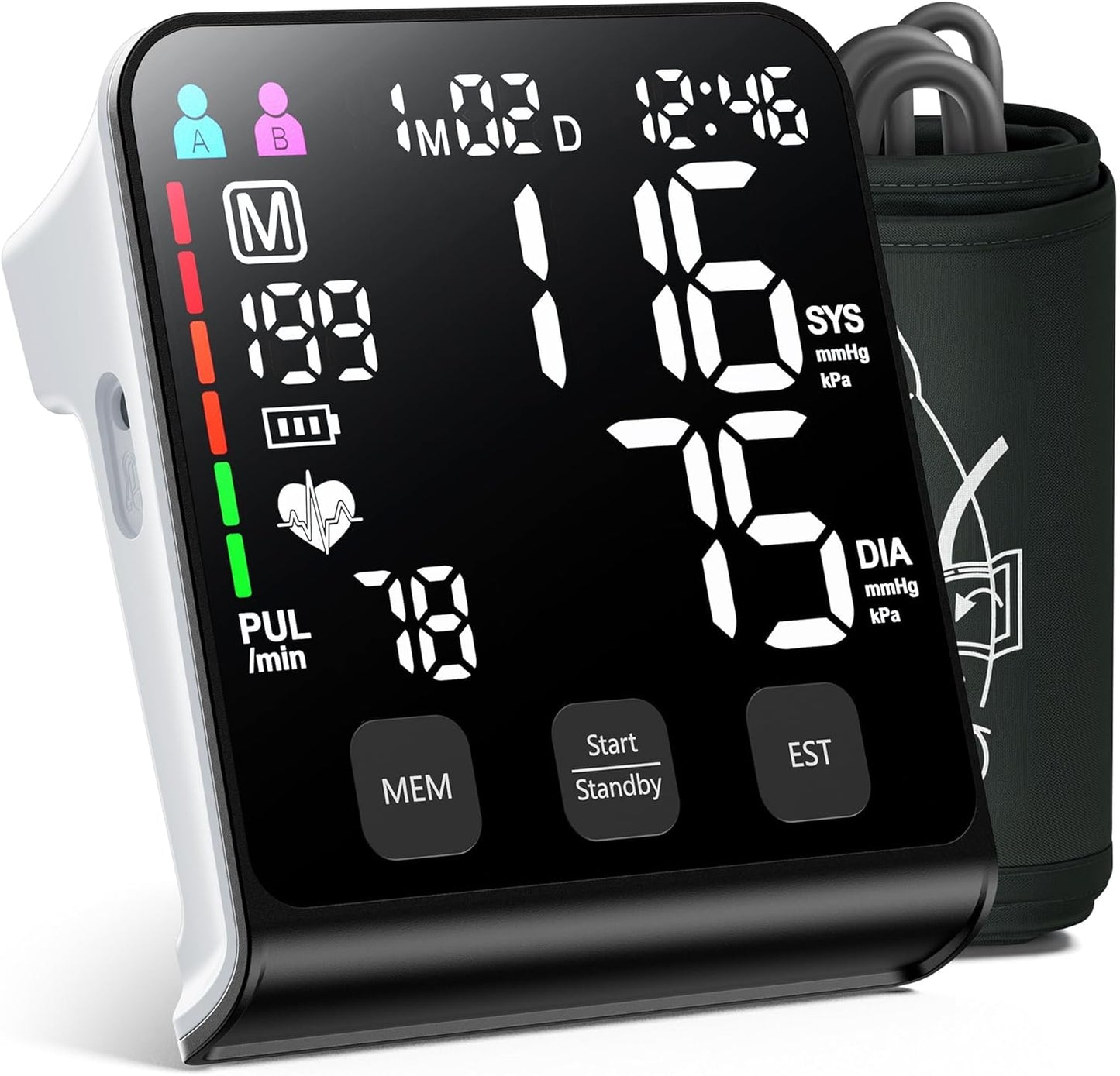 Blood Pressure Monitor - FDA-Cleared Home & Travel BP Machine | Adjustable Cuff for Seniors & Pregnancy, Accurate Health Tracking