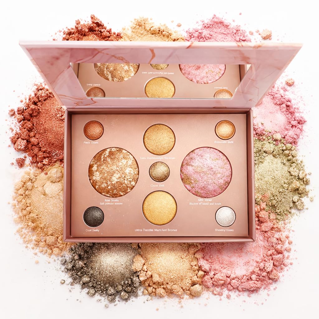 K'APEINE All-in-One Makeup Palette, 9 Colors Baked Face Kit Includes Eyeshadow, Blush, Highlighter & Bronzer | Waterproof Long-Wearing Party Cosmetics for Women - 03#