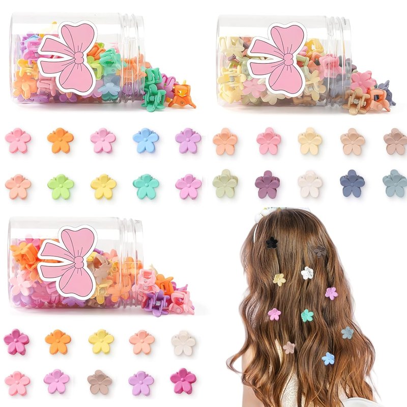 Mini Flower Hair Clips - 150 Pcs Colorful Claw Clips for Women, Girls & Teens | Cute Hair Accessories