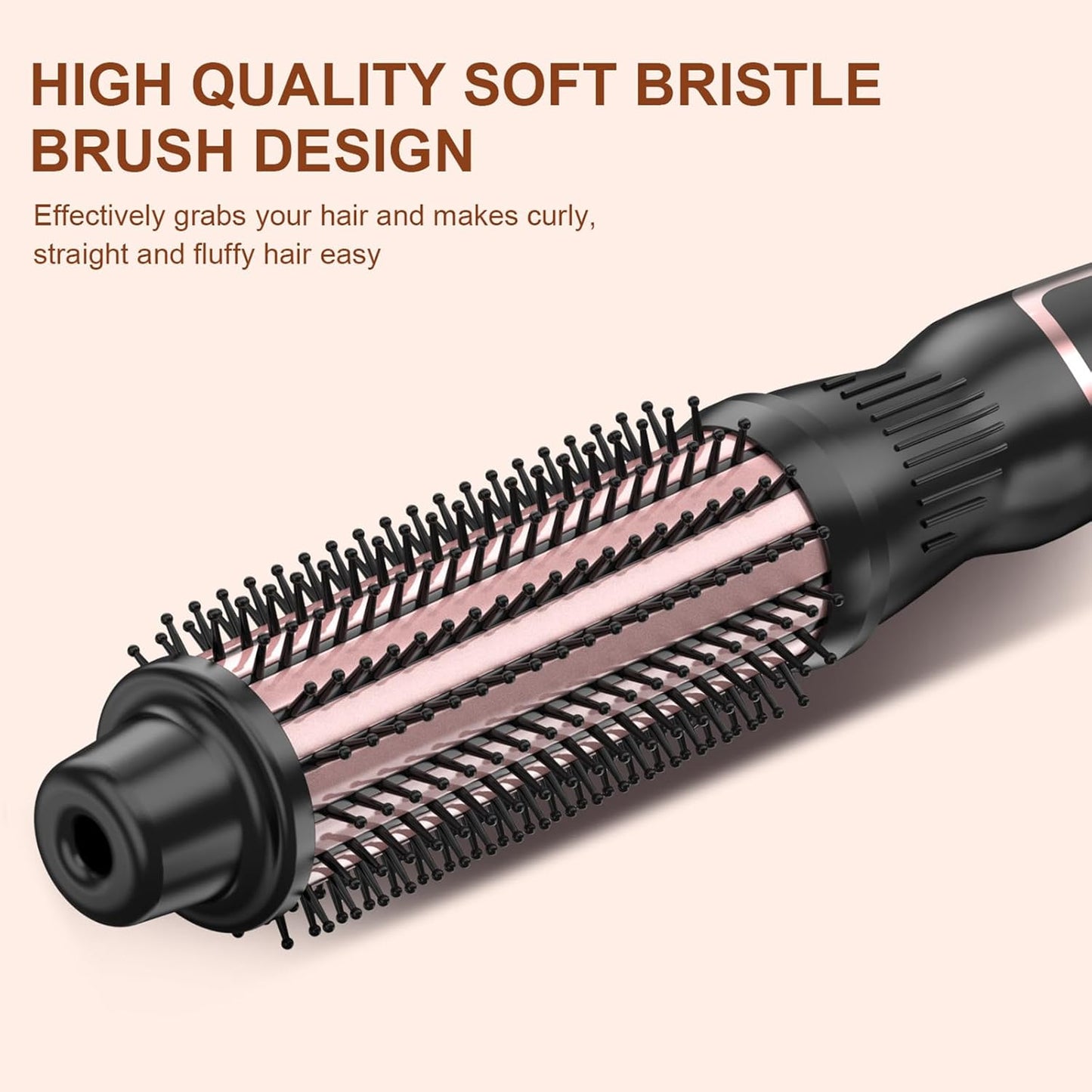 1-Inch Thermal Brush Curling Iron - Volumizing Heated Round Brush with Ceramic Tourmaline | Rose Gold