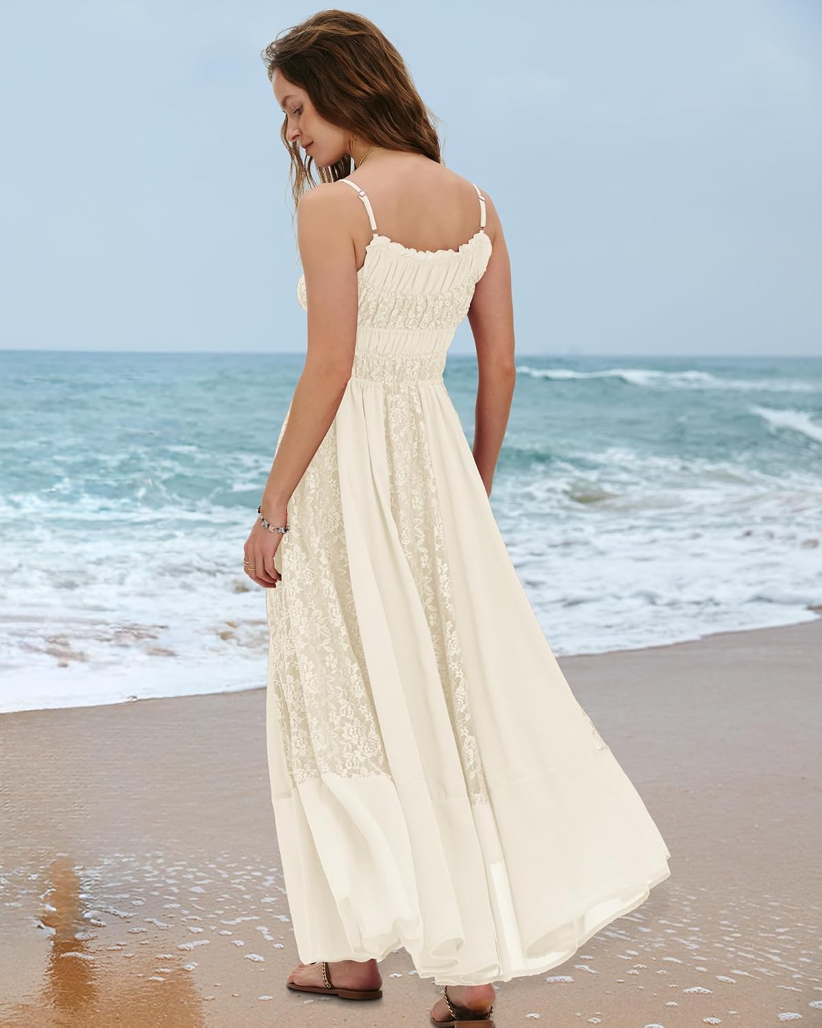 Bohemian Maxi Dress for Women - Casual Lace Floral Embroidery | Flowy A-Line Beach Dress