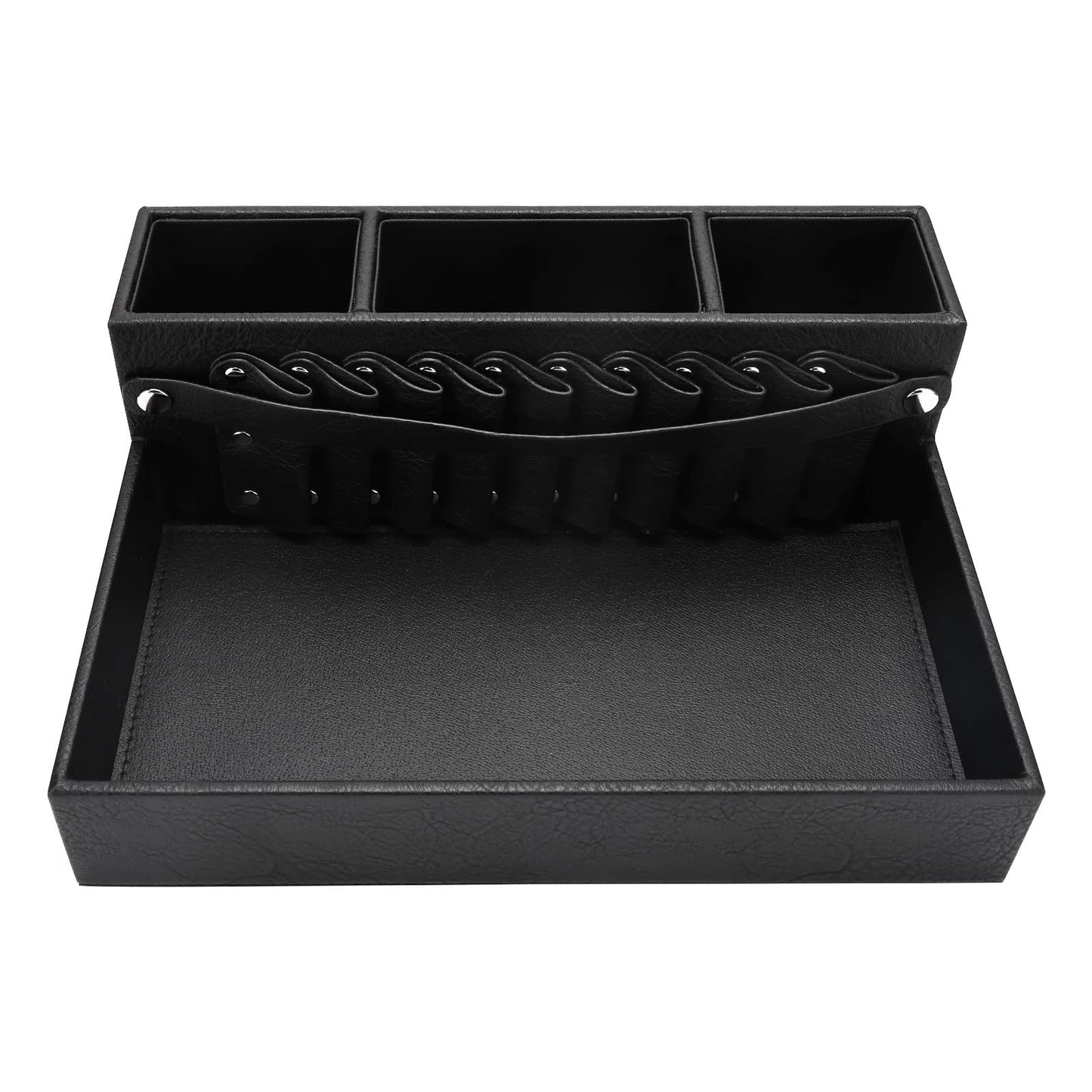 Barber Station Tray for Scissors Holder & Clippers Organizer, Barber Accessories Storage Station for Combs/Hair Clip/Trimmers, Barber Salon Home Desktop Tool Organizer(Small 11.9" x 8.8" x 4.4")