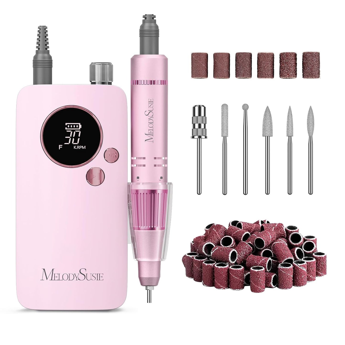 Clip-On Rechargeable Nail Drill - 30000RPM E-File for Manicure & Gel Removal | Pastel Design, Ideal for Training & Home Use
