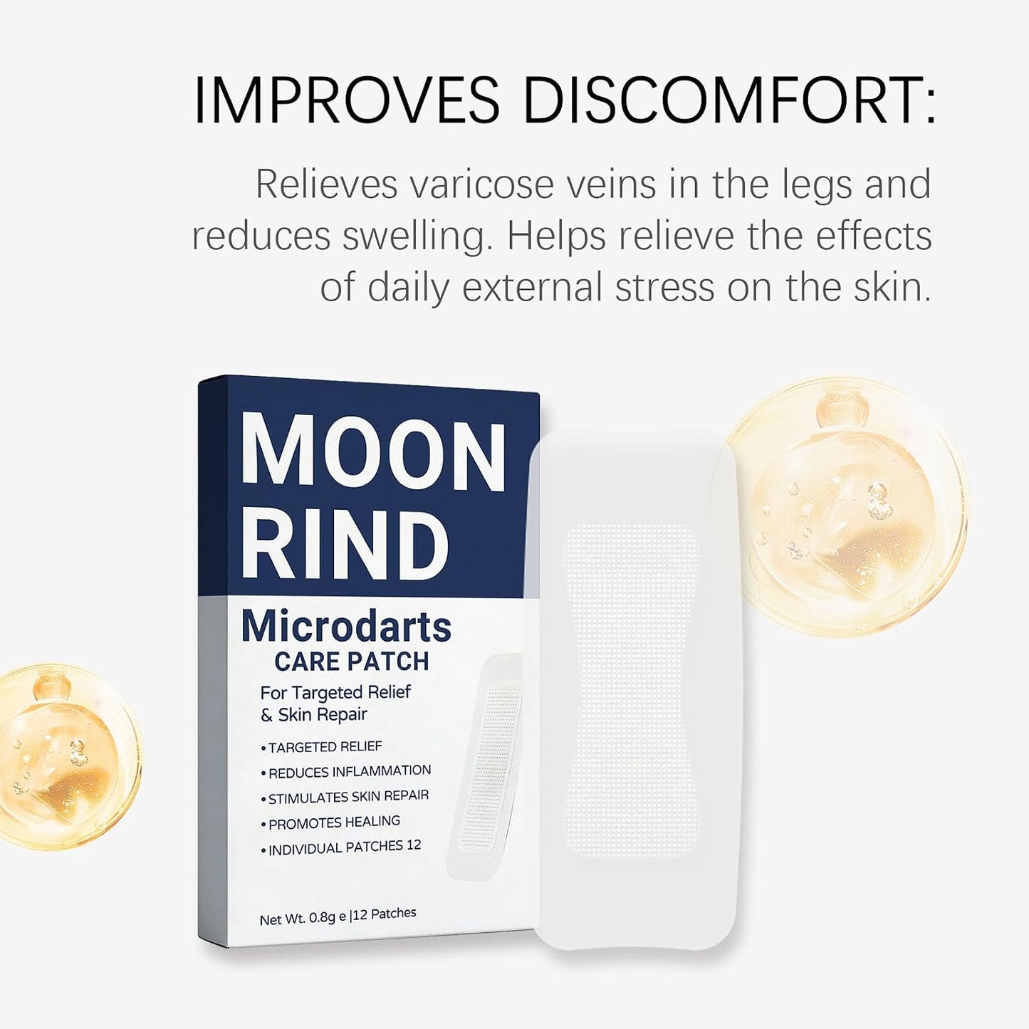Moon Rind VeinTarget Microdarts Patch - Professional Varicose Veins Treatment for Legs | Natural Ingredients, 3 Boxes