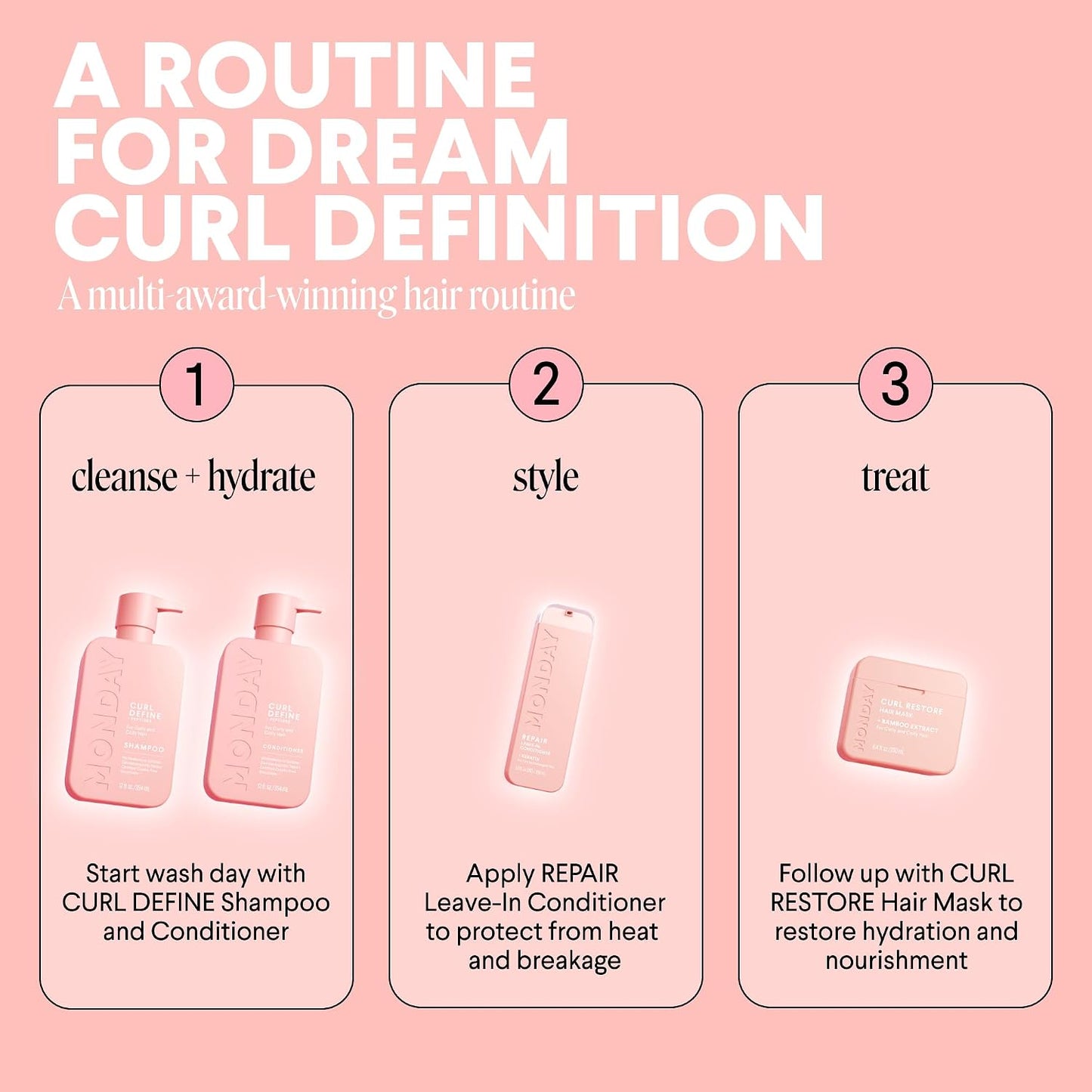 Curl Define Shampoo and Conditioner Set - Nourishing Coconut Oil & Shea Butter | 12 oz Each, Tames Frizz