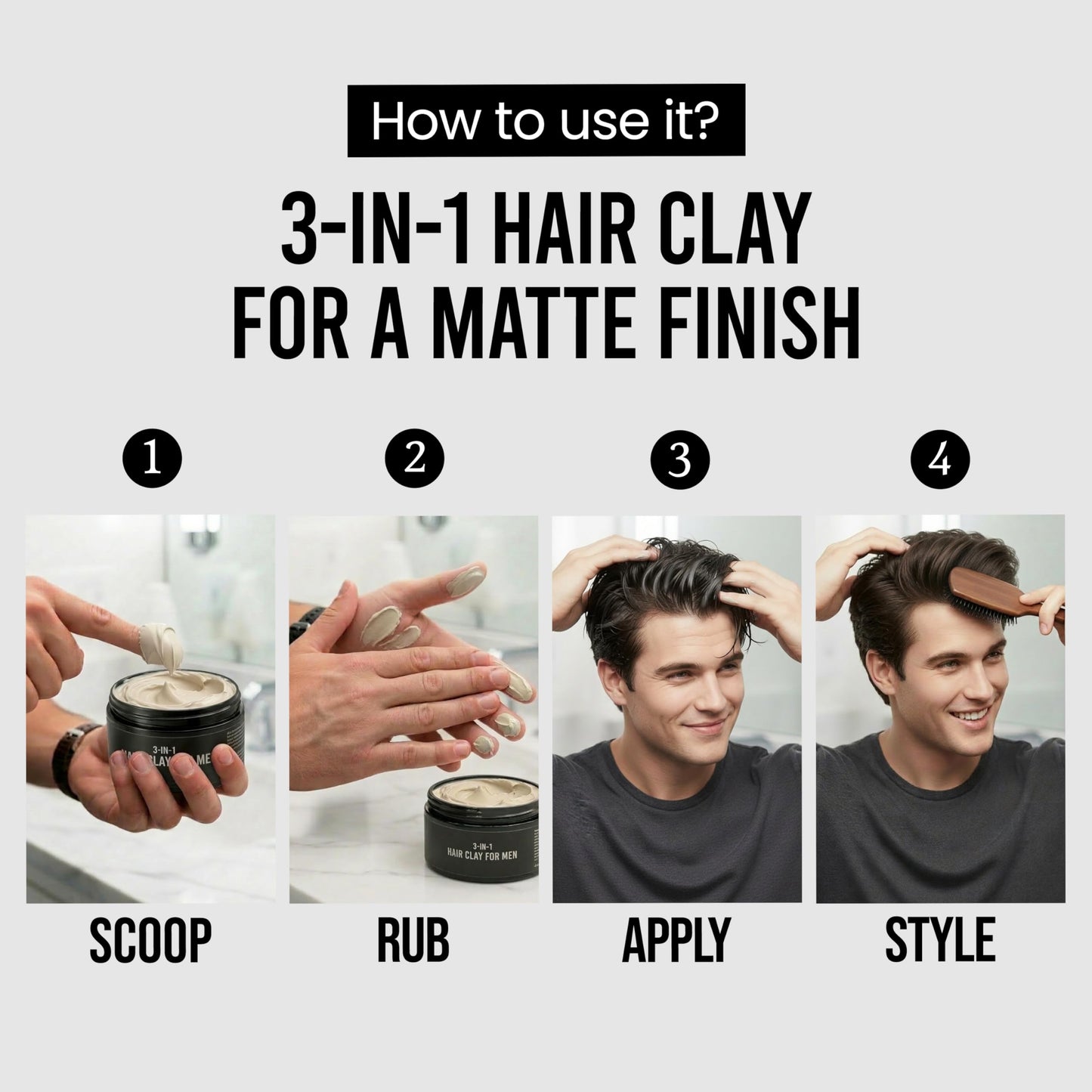 Controlled Chaos 3-in-1 Hair Clay for Men 3 oz – Medium Hold, Matte Finish Styling Mens Hair Clay for Natural Volume, Texture & Everyday Control – Made In USA