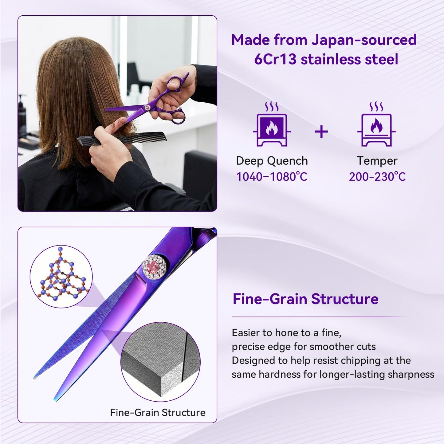 Japanese 6Cr13 Steel Hair Cutting Scissors Kit, 21-Pcs Barber Shears Set