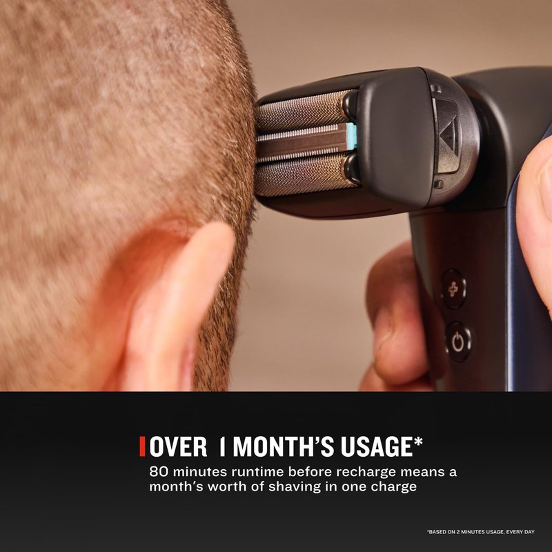 Remington Balder Head & Face Shaver with Microscreen Thin Foils, FlipFlex Dual-Position Head, Intercept Trimmer, Turbo Boost, Cordless Wet/Dry Electric Razor