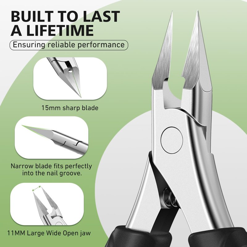 BALUCA Professional Straight Edge Toenail Clippers for Thick Nails & Ingrown Toenails - Heavy Duty Long Handle Nail Clippers for Seniors and Adults with Precision Design for Pain-Free Grooming,Black