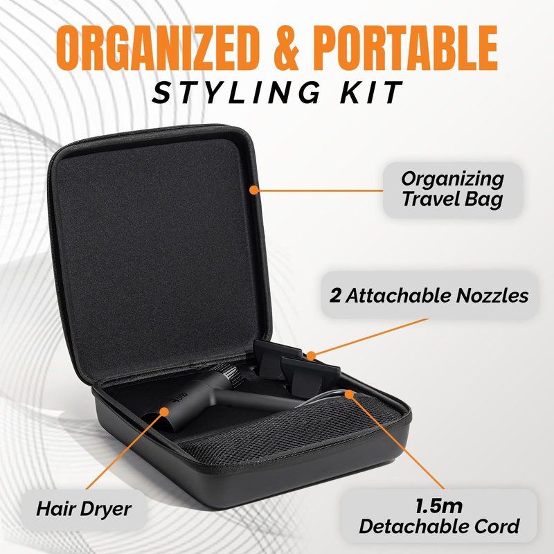Brio Compact Hair Dryer with Digital Brushless | Lightweight Design, Blow Dryer, Perfect for Travel (Black)