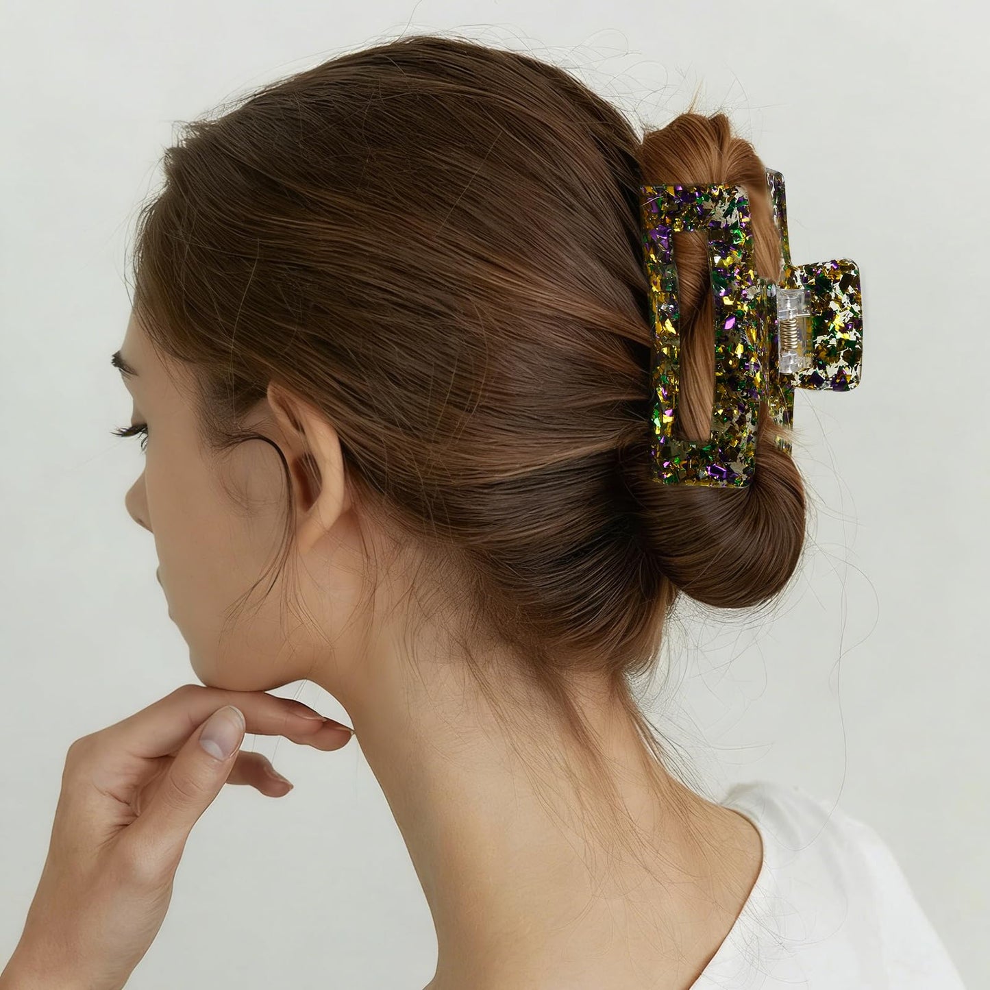 3PCS Glitter Hair Claw Clips for Women, Strong Hold Hair Clips for Thick Hair Non Slip Hair Barrette Jaw Clamps Tight Hair Clip for Women, 3.5 Inch