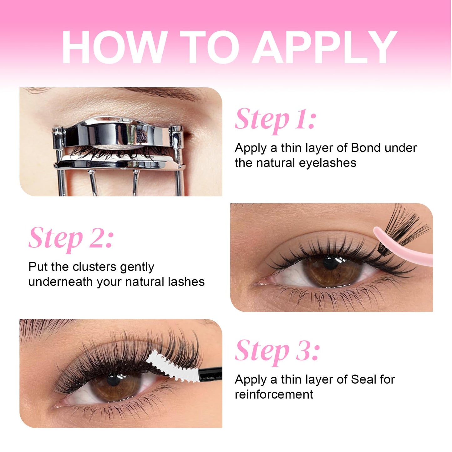 Lash Glue DIY Eyelash Glue for Lashes Clusters Latex-Free Waterproof Latex-Free 2-in-1 Lash Bond and Seal for Self-Application at Home Lash Cluster Glue 10ml Long-Lasting 48-72H