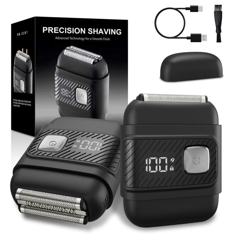 SilkGlow Electric Foil Shavers for Men, Cordless Electric Razor with 3 Floating Blades, Waterproof Foil Shaver for Face, LED Display USB-C Fast Charge, Portable Travel Shaver, Black