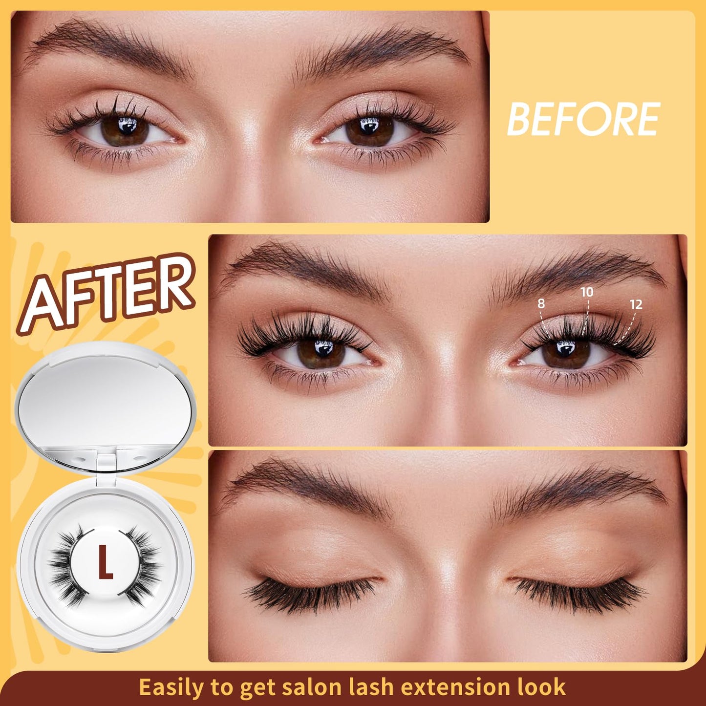 QUEWEL Magnetic Eyelashes 2 Pair Reusable Natural Look Magnetic Eyelashes with Applicator No Glue Needed Eyelashes Cat Eye Lash Clusters Kit Easy to Wear and Remove(B+L02)