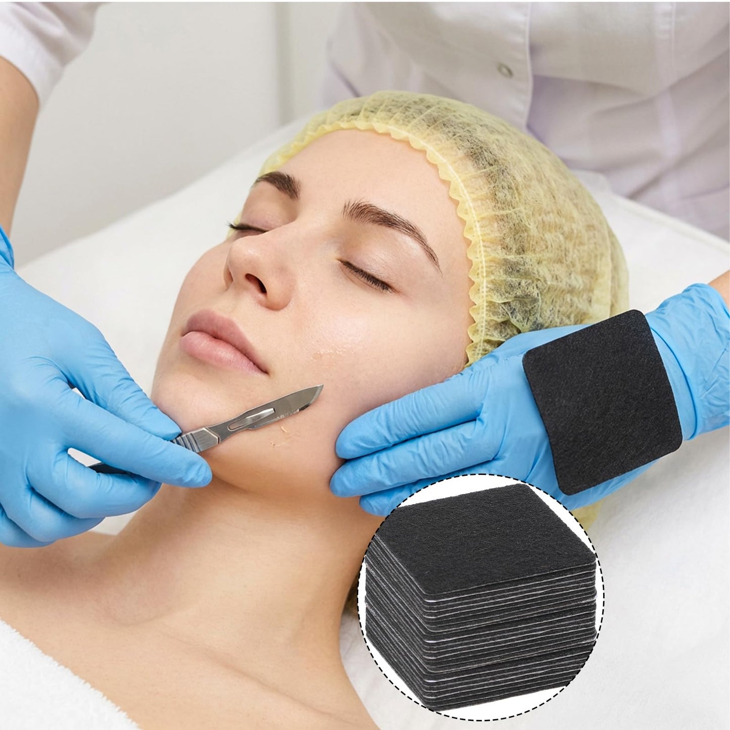 Dermaplane Razor Wipes, 100 PCS DermaPad for Dermaplaning Premium Dermaplane Blade Wiping Pad Dermaplaning Blade Wiping Pads, Esthetician Supplies for Women Men Face Eyebrows, Self-Adhesive