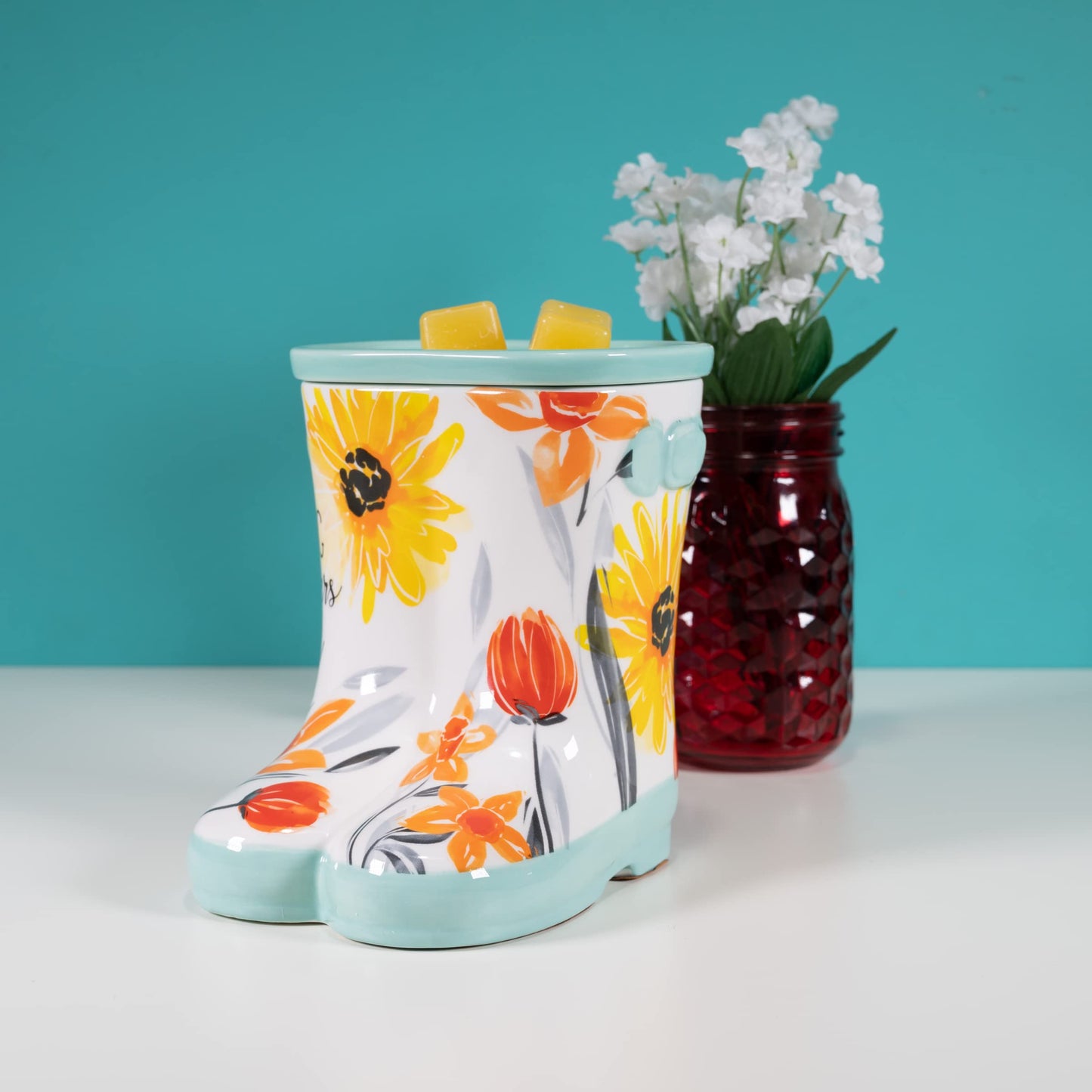 Scentsationals Wax Melt Warmer, Wax Warmer for Scented Wax Melts - Spring Collection Spring Showers - Candle Wax Melter for Fragrance Cubes and Tarts