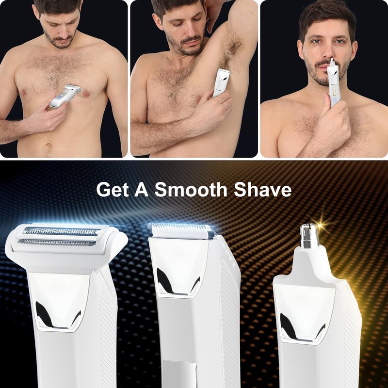 Manscape Body and Ball Trimmer for Men, 3-in-1 Pubic Groin & Nose Hair Trimmer, Ball Shaver & Body Groomer, Wet/Dry Electric Razors for Smooth Shaving, IPX7 Waterproof with Travel Case