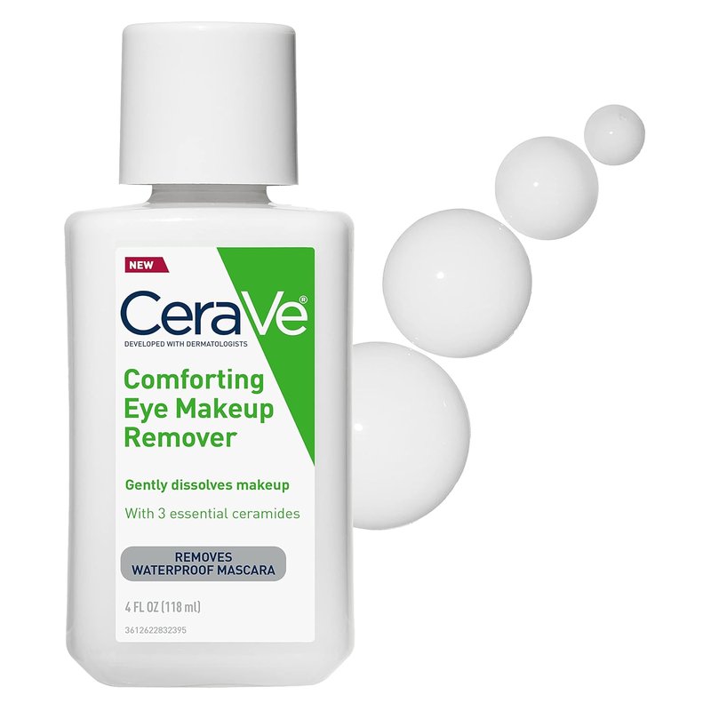 CeraVe Eye Makeup Remover - Hyaluronic Acid & Ceramides | Waterproof, Non-Comedogenic, 4 oz