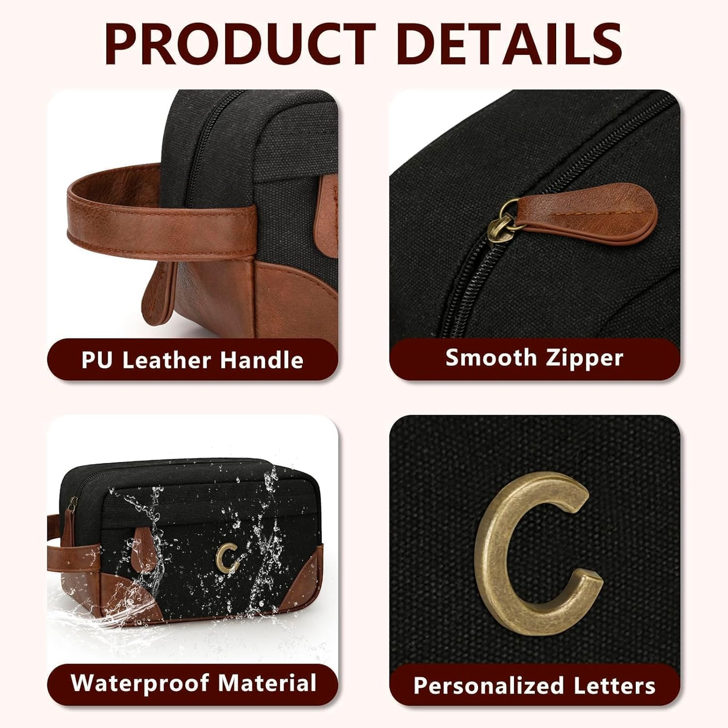Personalized Travel Toiletry Bag - Waterproof Dopp Kit for Men | Large Capacity Hanging Shaving Bag - Perfect Gift for Dad, Husband, Boyfriend