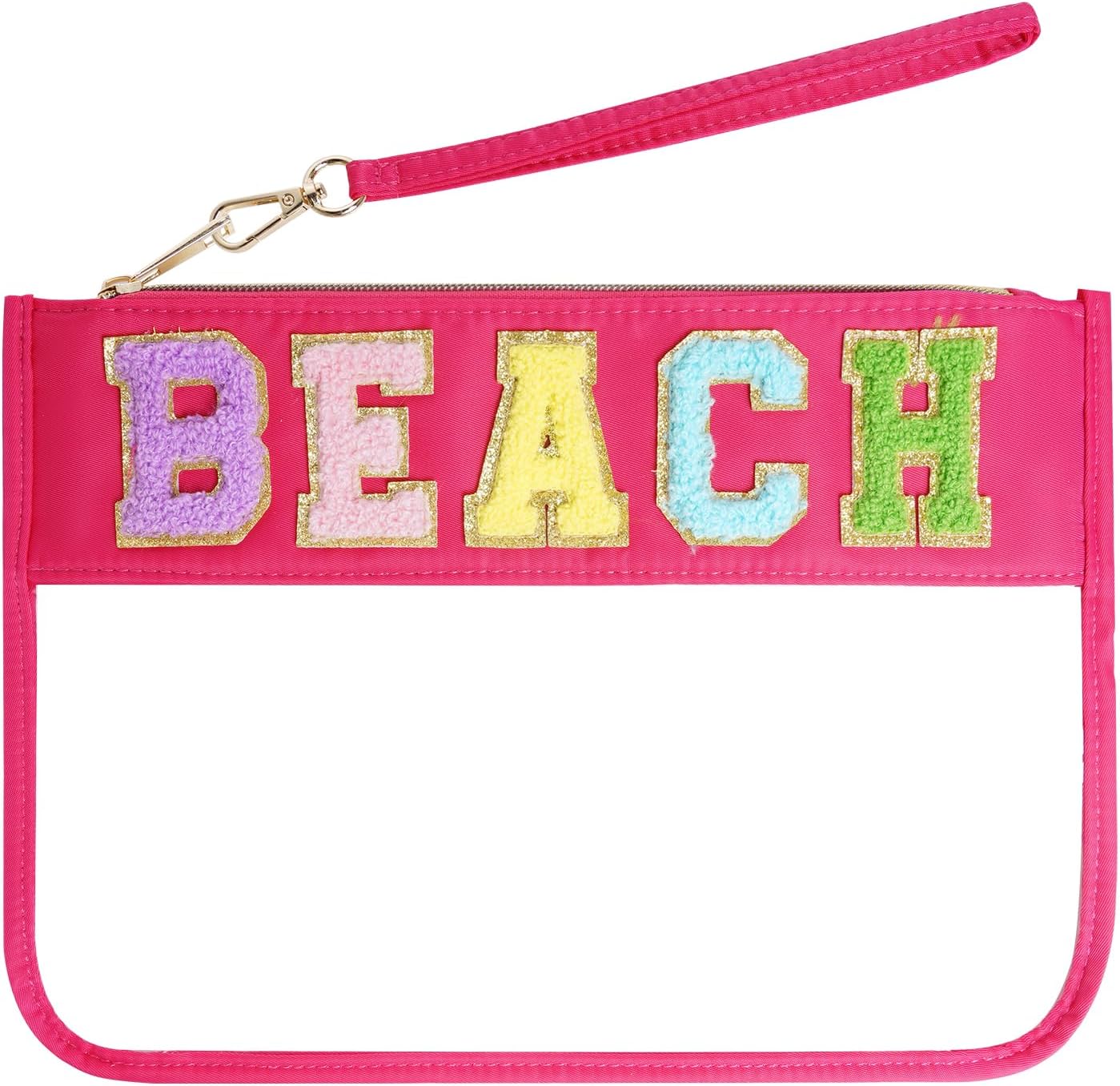 Chenille Letter Bag - Multi-Purpose Nylon Cosmetic Bag with Zipper | Travel & Gym Pouch (Black-Dance)