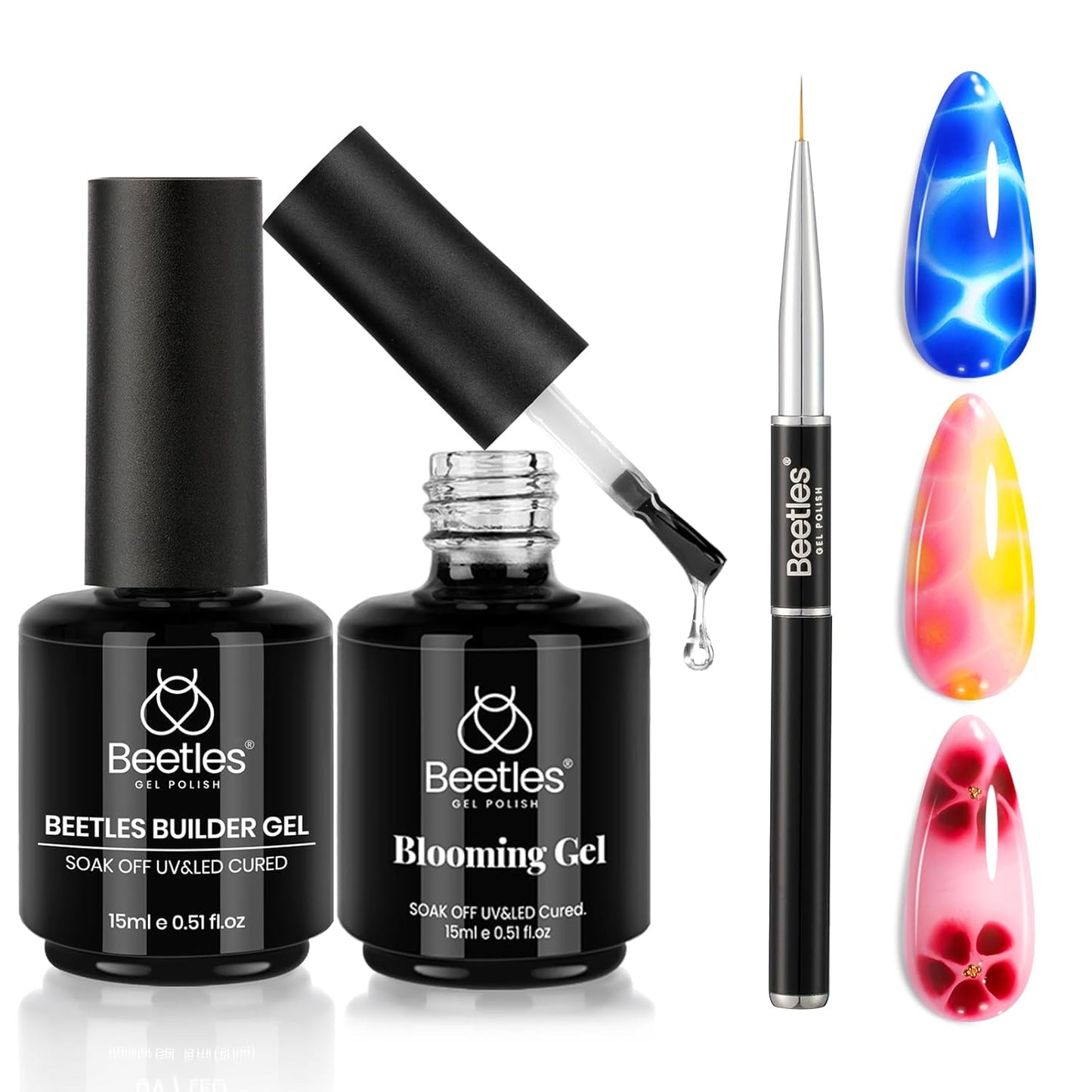 Beetles Gel Base and Top Coat Set - 15ml | Extra Glossy Finish, Acid & Hema Free Nail Prep Bond